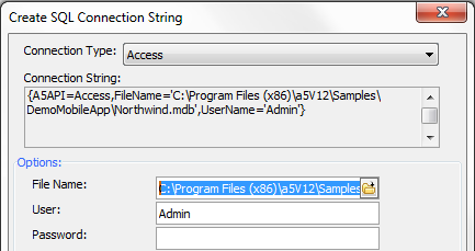 The Create SQL Connection String Dialog